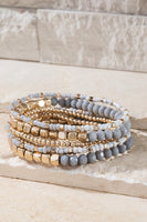 Grey Mixed Bead Bracelet Set