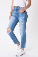 Lucy High Rise Distressed Mom Jeans